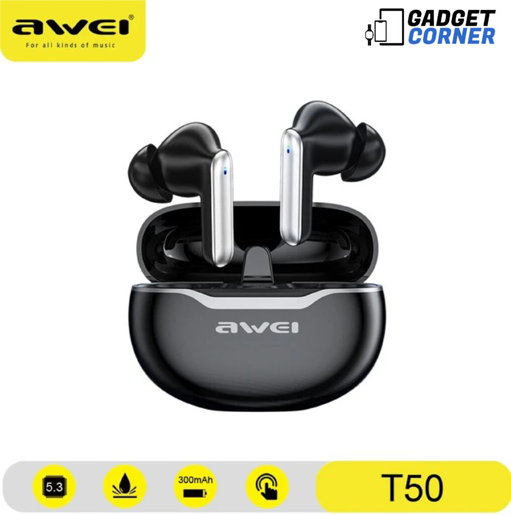 Awei T50 Wireless Headphones Bluetooth 5.3 Earbuds With Mic