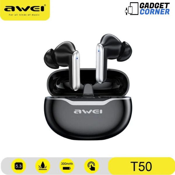 Awei T50 Wireless Headphones Bluetooth 5.3 Earbuds With Mic