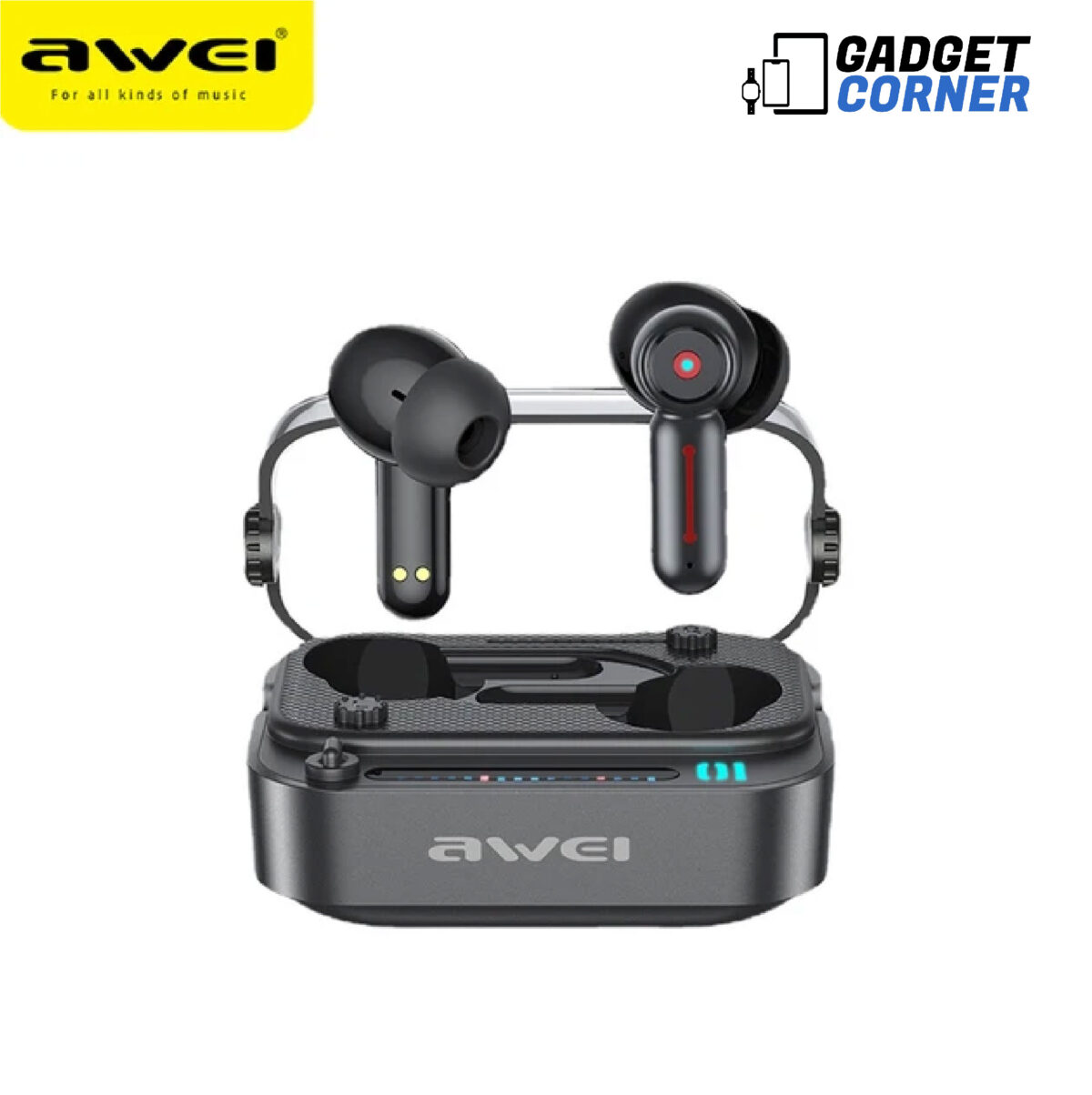 Awei T58 ANC V5.3 Wireless Bluetooth Earphones With RGB Light