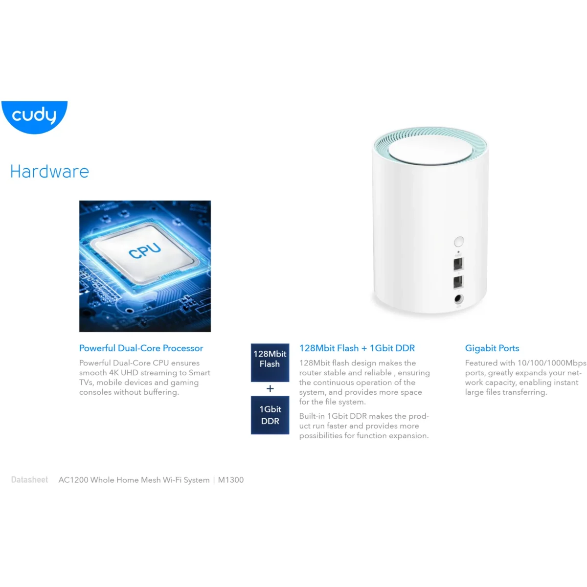 Cudy M1300 AC1200 1200mbps Gigabit Whole Home Mesh WiFi Router (3 Pack)