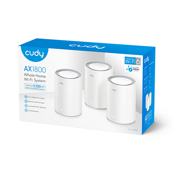 Cudy M1800 AX1800 Whole Home Mesh WiFi 6 Router (3 Pack)