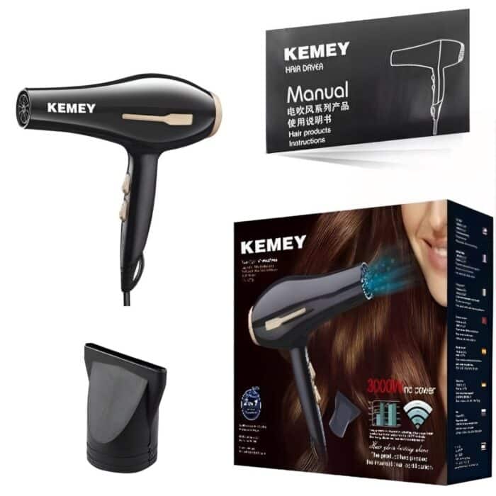 Kemey KM-2376/2378 3000W (2 in 1) Powerful Professional Heavy Duty Hair Dryer Black