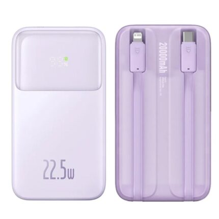 Baseus Comet Series 20000mAh 22.5W Dual Cable Digital Display Power Bank Purple