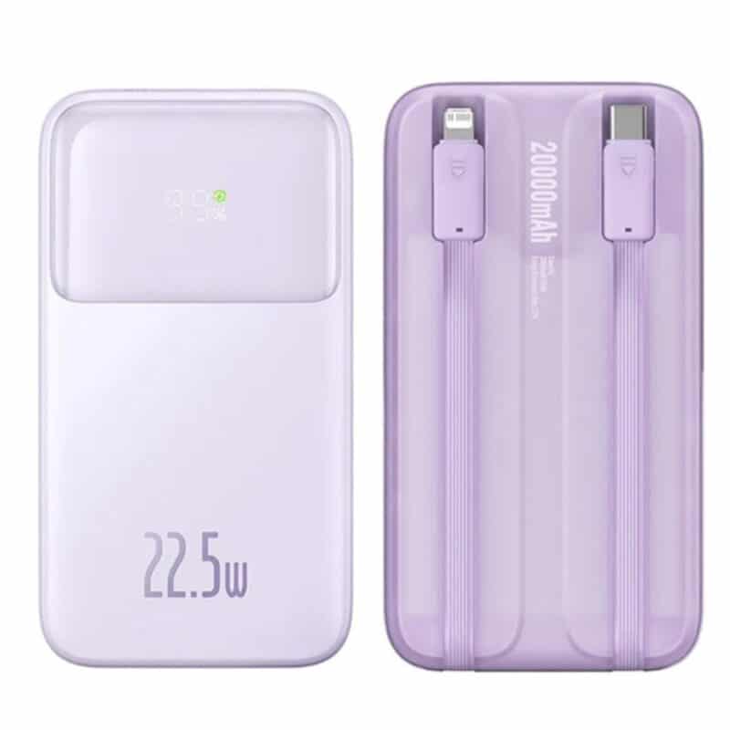 Baseus Comet Series 20000mAh 22.5W Dual Cable Digital Display Power Bank Purple