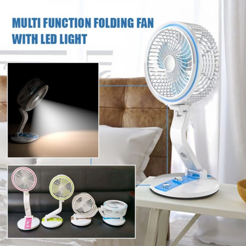 USB Rechargeable Folding Fan with LED Light 17 Inch (any color) - LR-2018