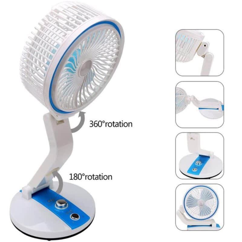 USB Rechargeable Folding Fan with LED Light 17 Inch (any color) - LR-2018