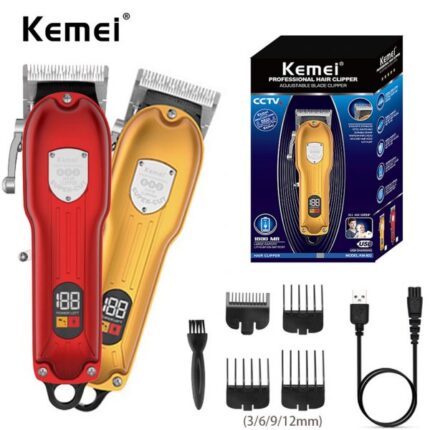 Kemei KM-802 Metal Engraving Hair Clipper with LED Display for Men