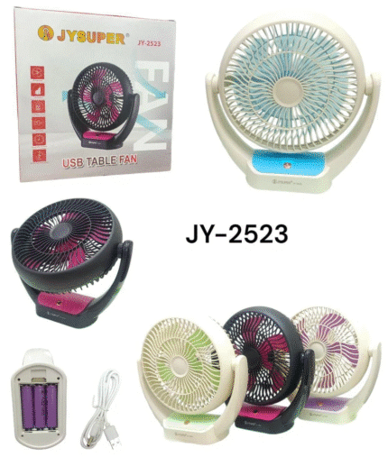 JYSUPER JY-2523 ACDC Rechargeable 3600mAh Lithium Battery Four Speed Modes Portable Desk Fan