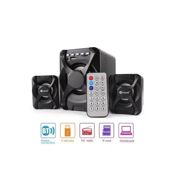 KISONLI U2500BT USB 2.1 Computer Bluetooth Speaker with FM TF AUX Remote Control