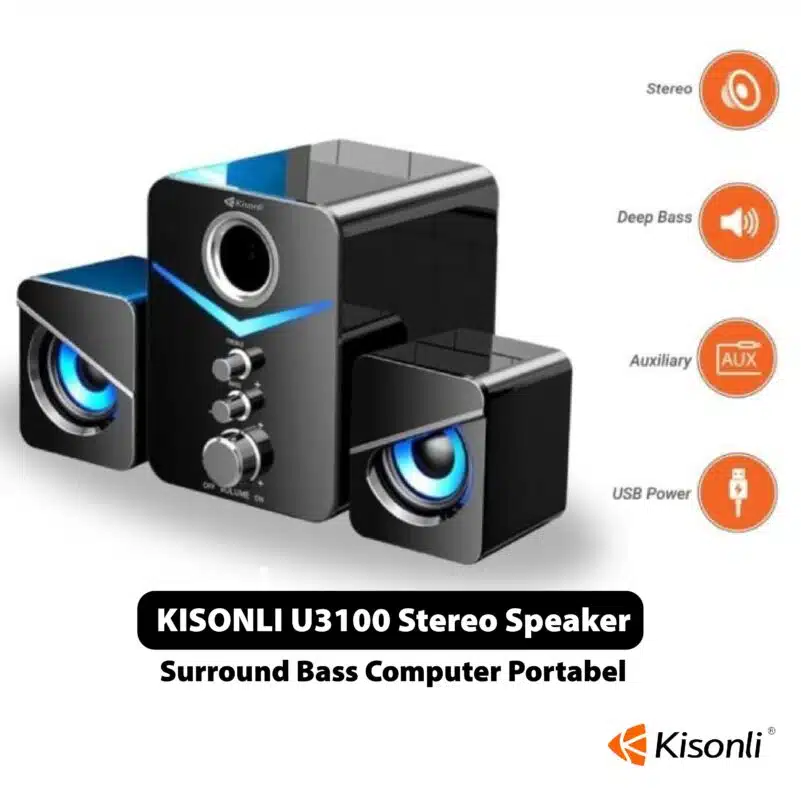 Portable stereo speaker with deep bass