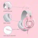 FANTECH CHIEF II HG20 Wired Headset Gamer PC 3.5mm PS4 Headsets White LED Earphones with Microphone for PS4 PC Headphone Gamer Pink - Image 4
