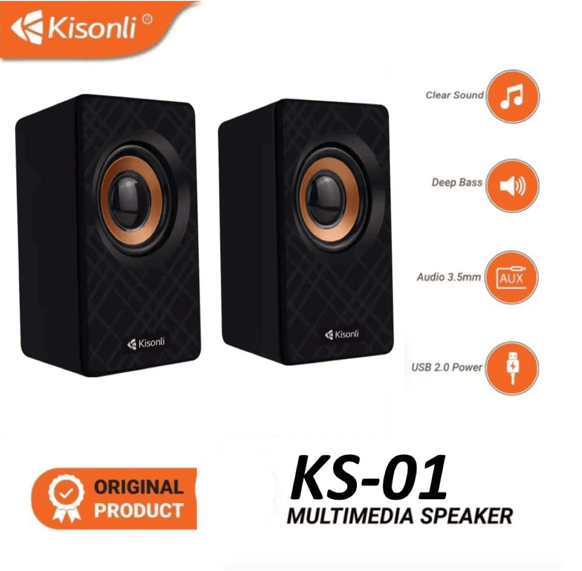 fd8290d2dac7249ea266b2ee55c100ad.png KISONLI KS-01 USB Multimedia Speaker For Laptop Desktop - Image 1