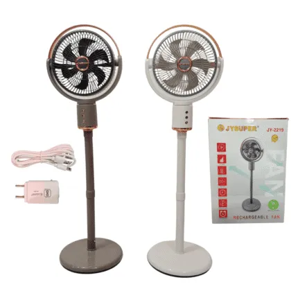JY SUPER 2219 Rechargeable Fan | Portable Battery Operated Fan | Mini Table Fan for Home, Office, Shop & Travel