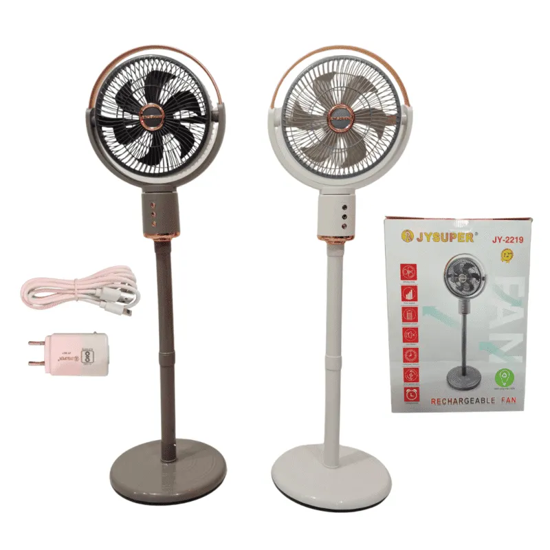 JY SUPER 2219 Rechargeable Fan | Portable Battery Operated Fan | Mini Table Fan for Home, Office, Shop & Travel